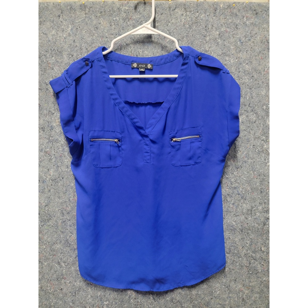 Iris Women's V-Neck Royal Blue‎ Pullover Blouse Size XL